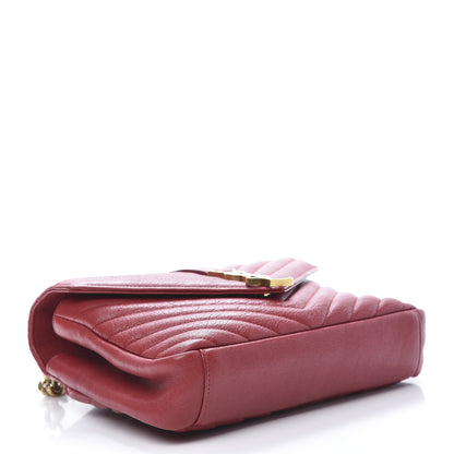 Saint Laurent Sheepskin Matelasse Chevron Monogram Medium College Bag Rouge 4 of 13
