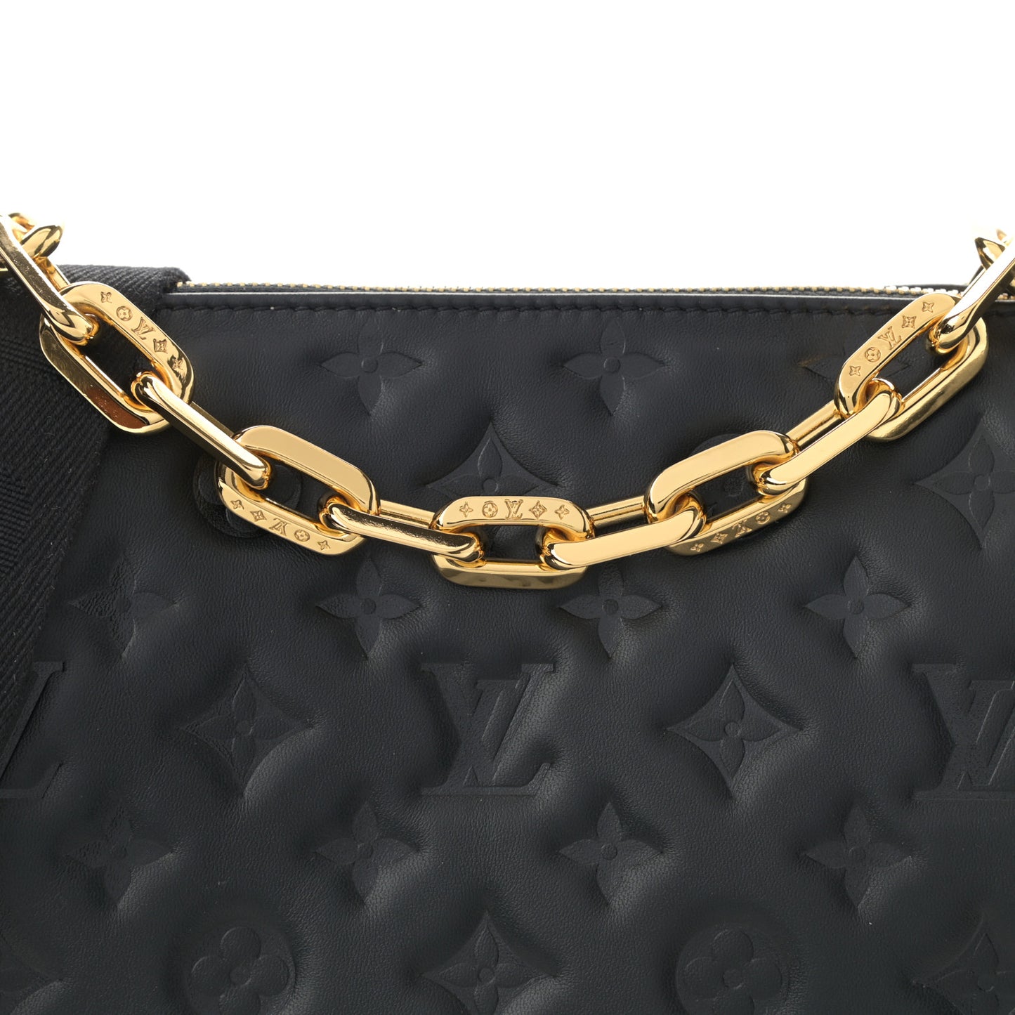 Lambskin Embossed Monogram Coussin PM Black