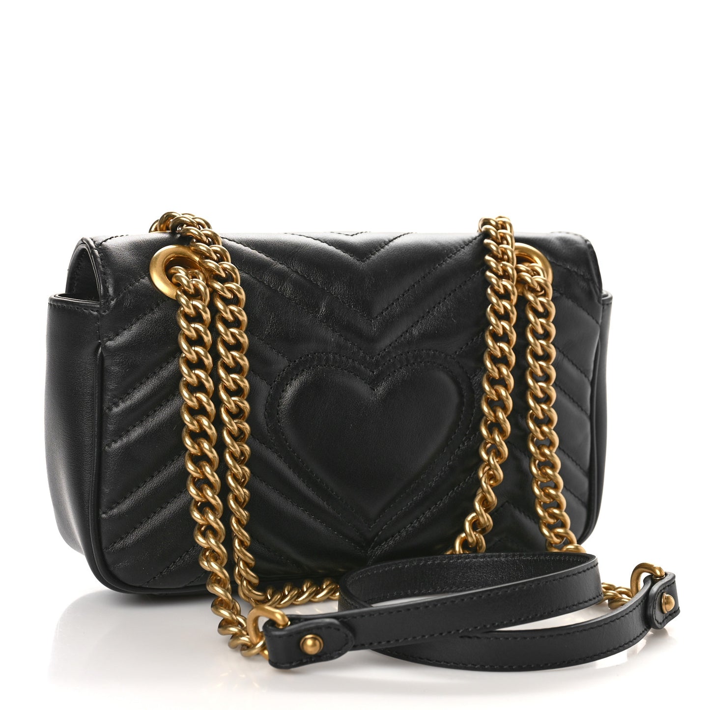 Calfskin Matelasse Mini GG Marmont Shoulder Bag Black