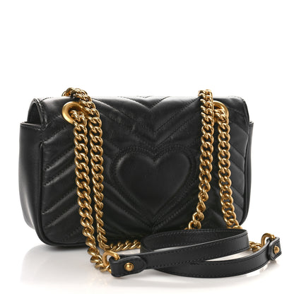 Gucci Calfskin Matelasse Mini GG Marmont Shoulder Bag Black 3 of 9