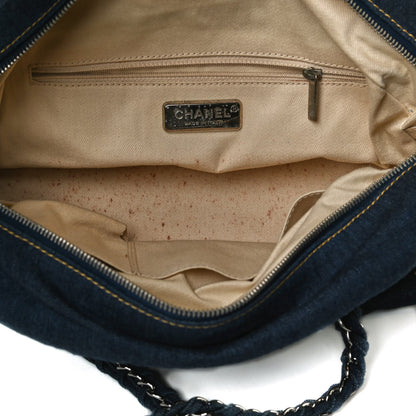 Chanel Denim Luxe Ligne Medium Bowler Blue 4 of 13