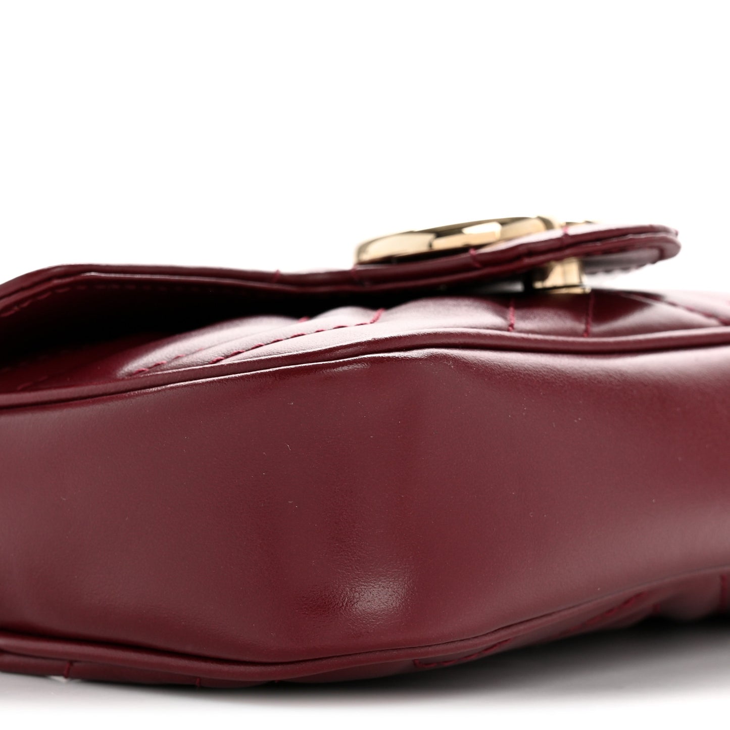 Calfskin Matelasse Super Mini GG Marmont Shoulder Bag Rosso Ancora