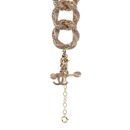 Chanel Crystal CC Chain Link Bracelet Pink Gold 5 of 5
