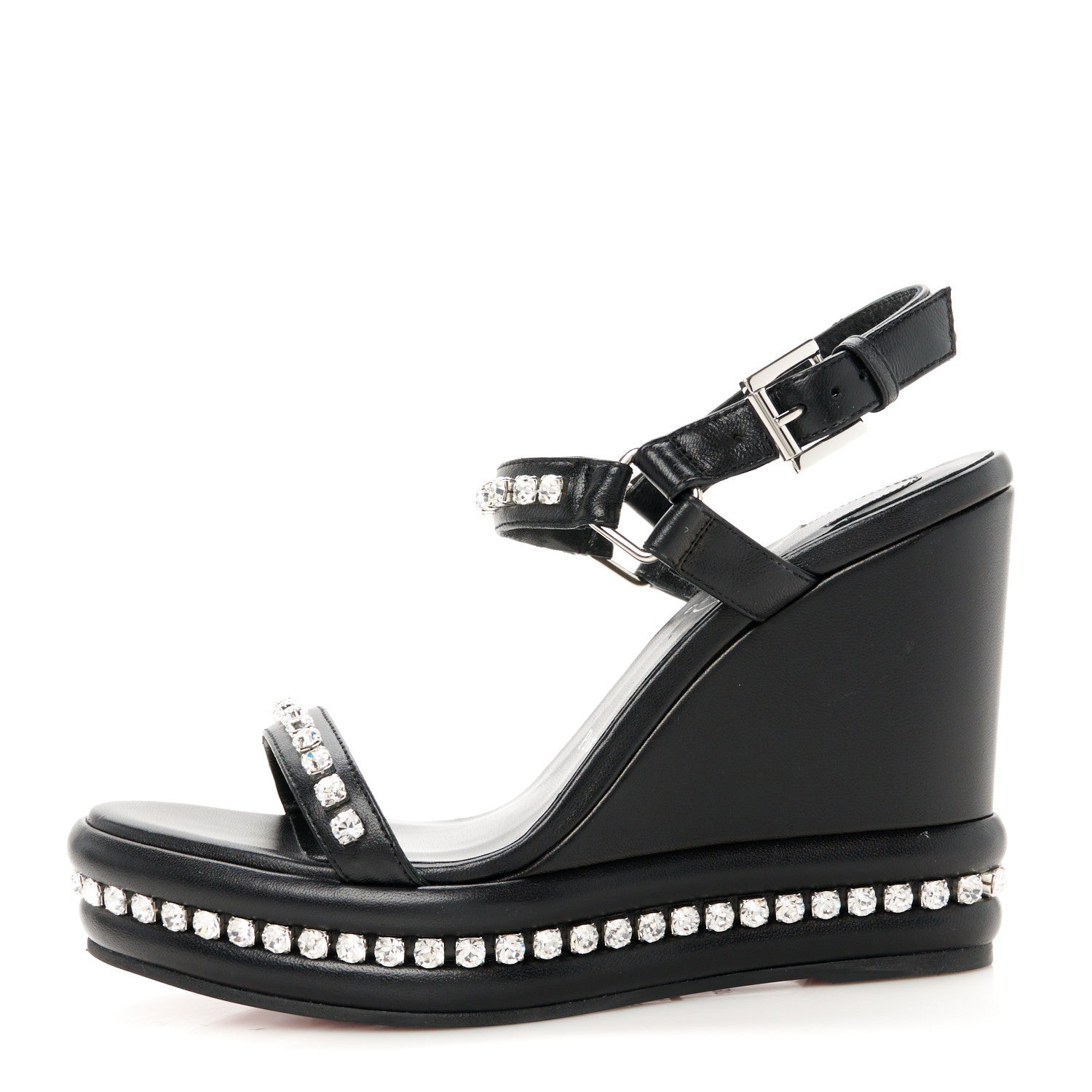 Christian Louboutin Nappa Crystal Pyrastrass 110 Wedge Sandals 37 Black 1 of 10