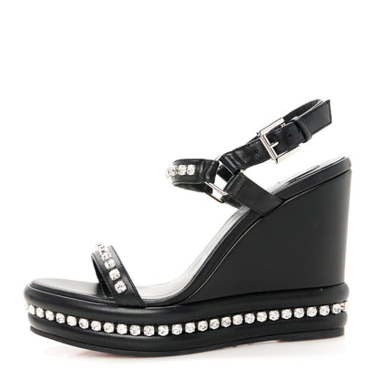 Christian Louboutin Nappa Crystal Pyrastrass 110 Wedge Sandals 37 Black 1 of 10