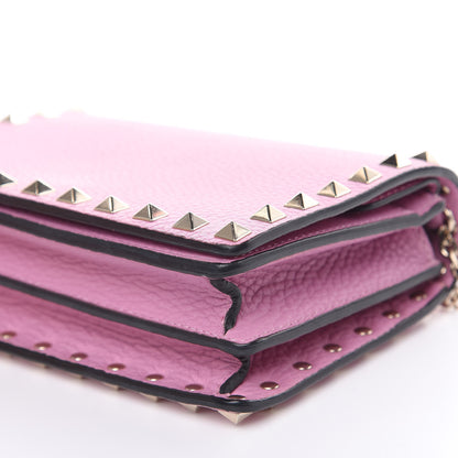 Valentino Garavani Grained Calfskin Rockstud Wallet on Chain Pink 9 of 11