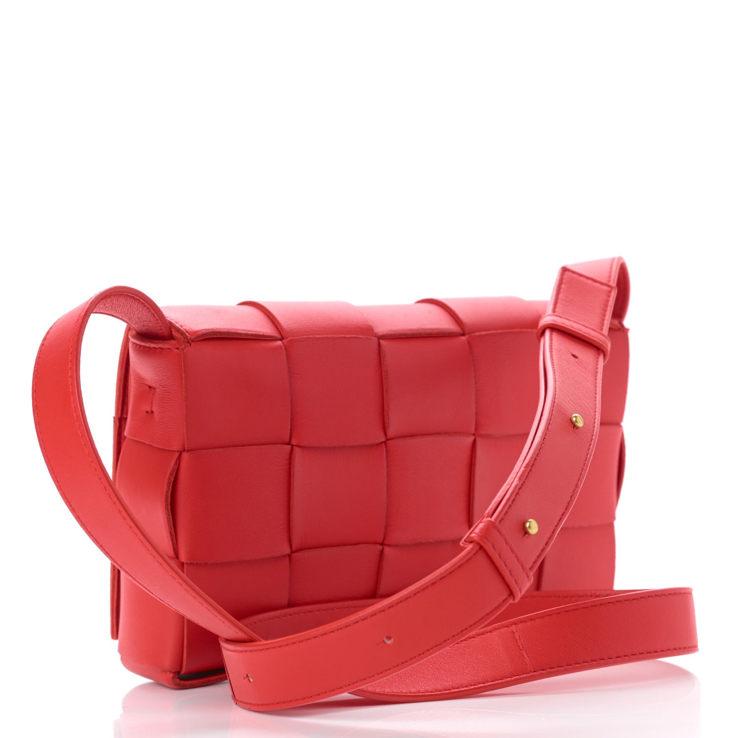 Lambskin Maxi Intrecciato Cassette Crossbody Bag Bright Red