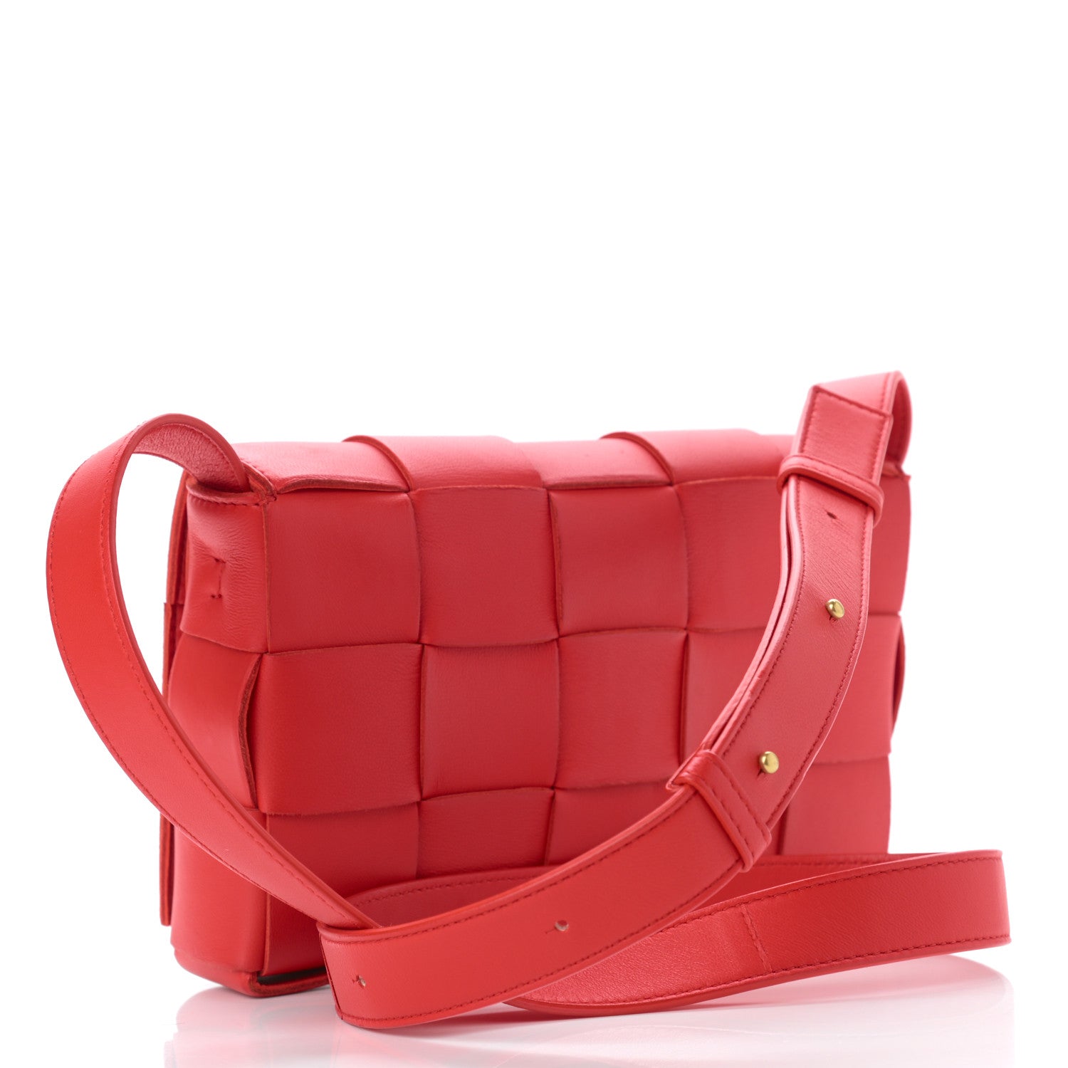 Bottega Veneta Lambskin Maxi Intrecciato Cassette Crossbody Bag Bright Red 3 of 13