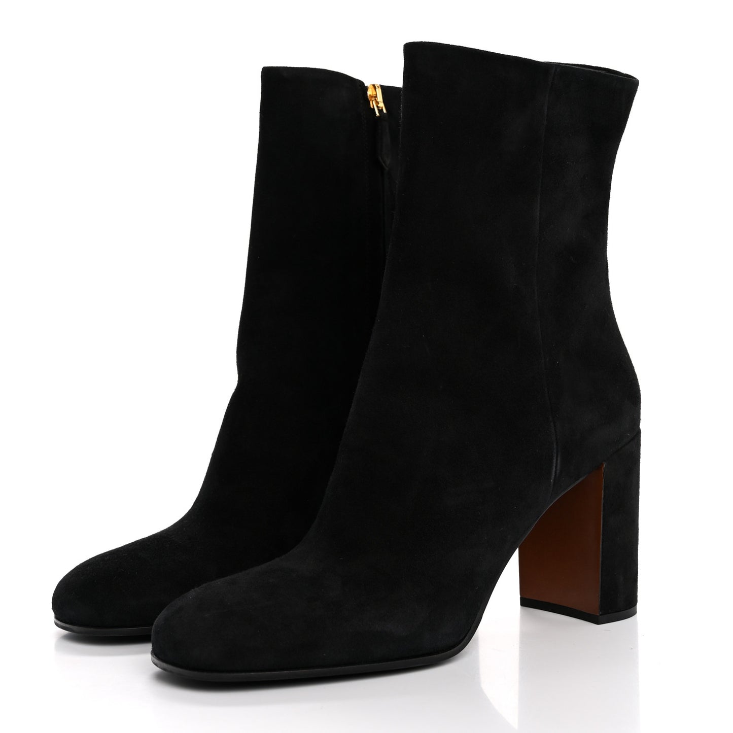 Suede Metal Triangle Logo Zip 85mm Boots 38.5 Black