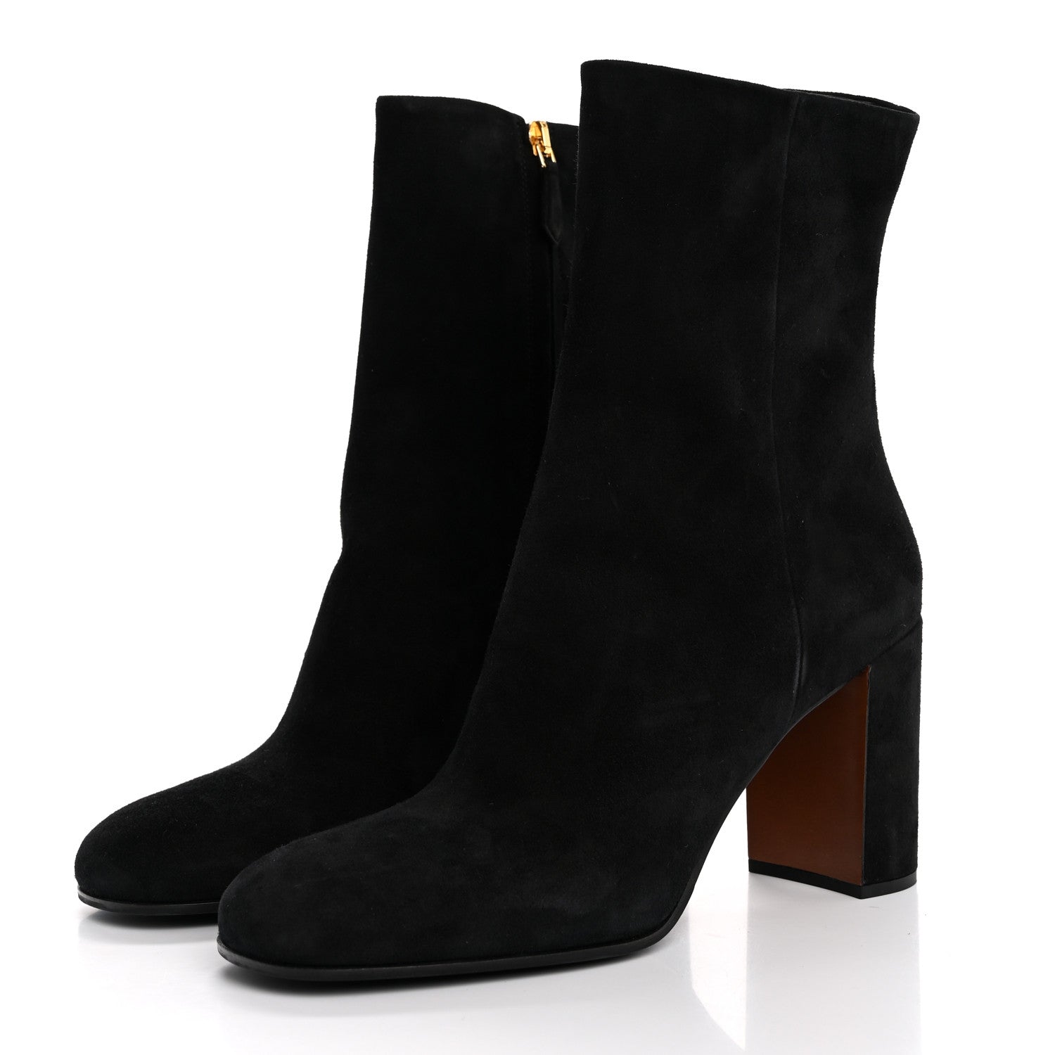 Prada Suede Metal Triangle Logo Zip 85mm Boots 38.5 Black 4 of 8