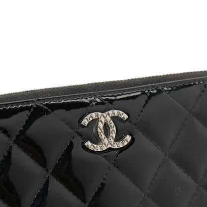 Chanel Patent Quilted Brilliant Zip Around Wallet Black 10 of 12