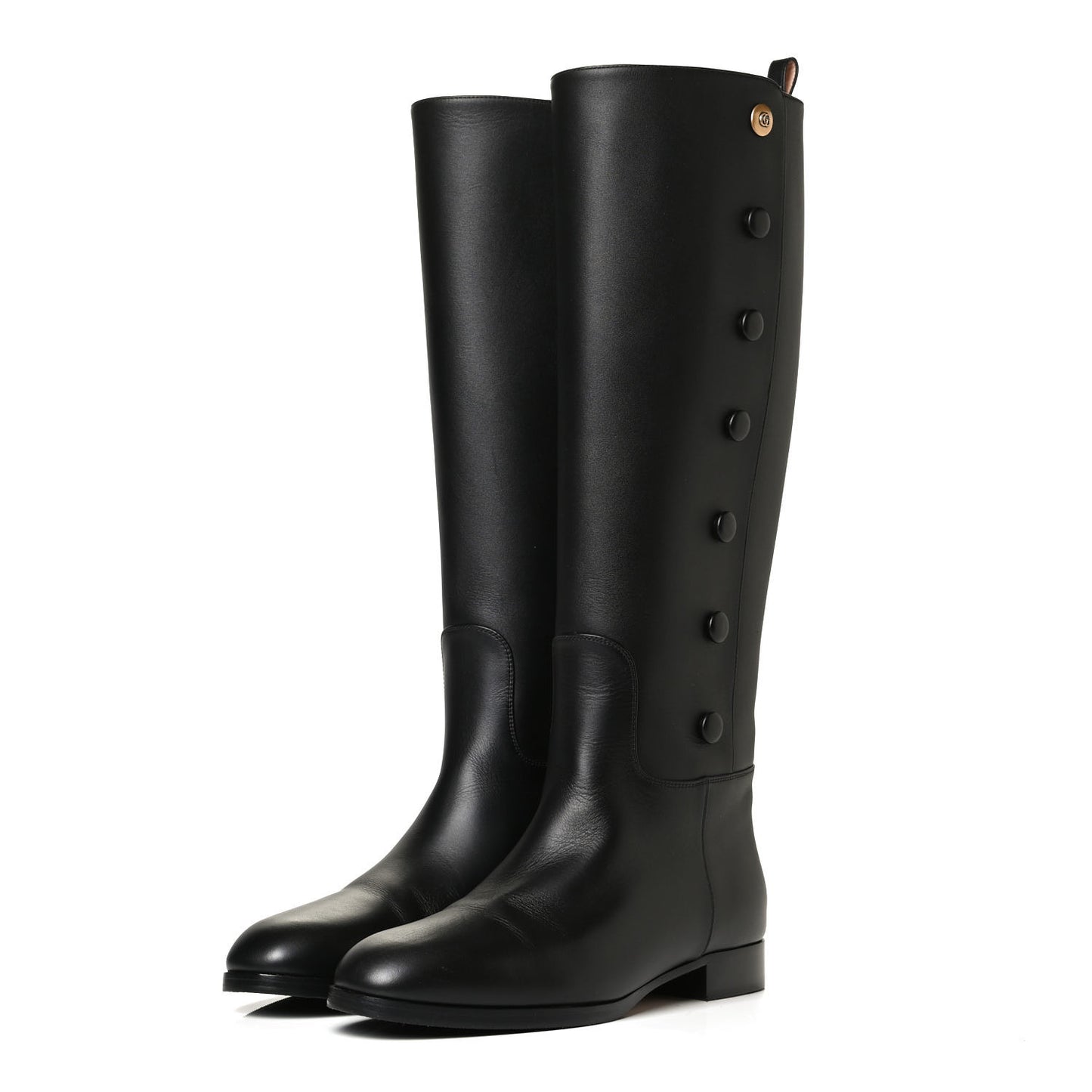 Calfskin Buttons Lifford Knee High Boots 38 Black