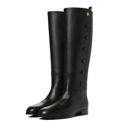 Gucci Calfskin Buttons Lifford Knee High Boots 38 Black 4 of 10