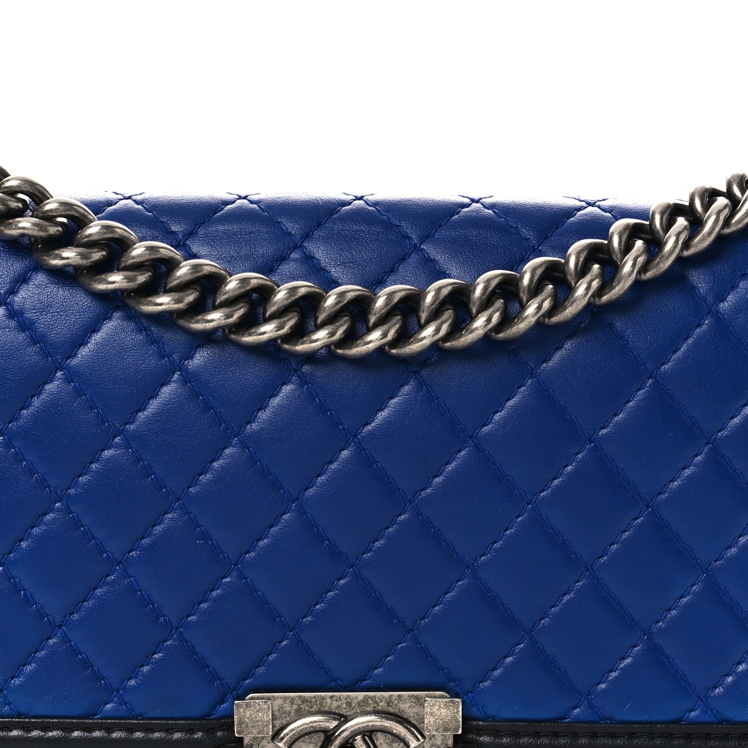 Chanel Lambskin Quilted Medium Boy Flap Black Blue Fonce 8 of 12