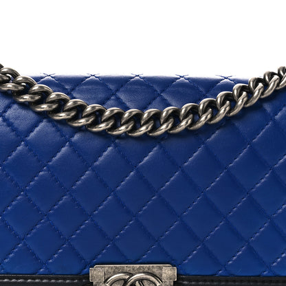 Chanel Lambskin Quilted Medium Boy Flap Black Blue Fonce 8 of 12
