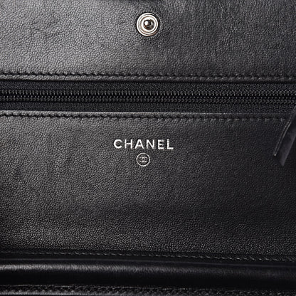 Chanel Lambskin Quilted Boy Wallet On Chain WOC Black 6 of 13