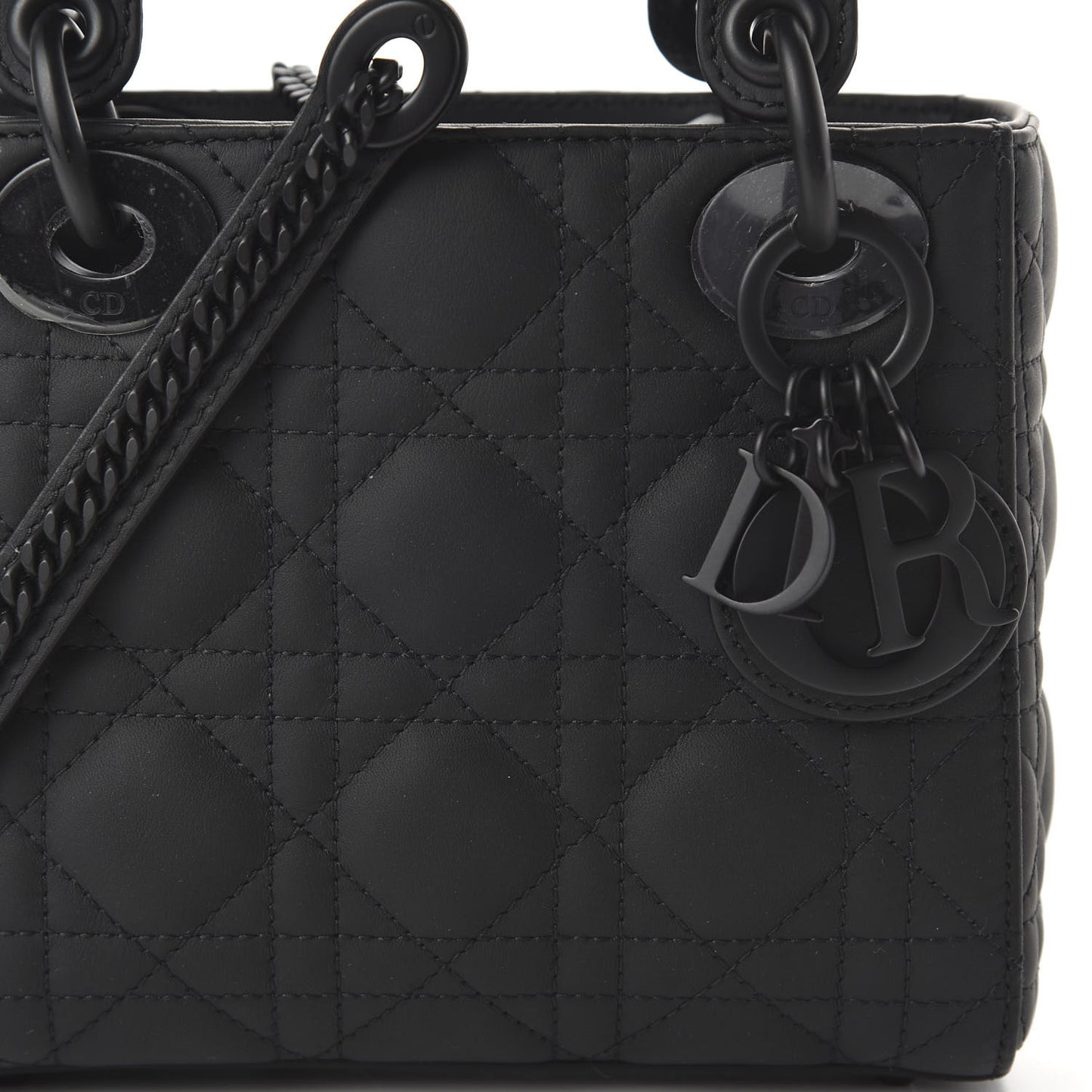 Ultra Matte Calfskin Cannage Mini Lady Dior Black
