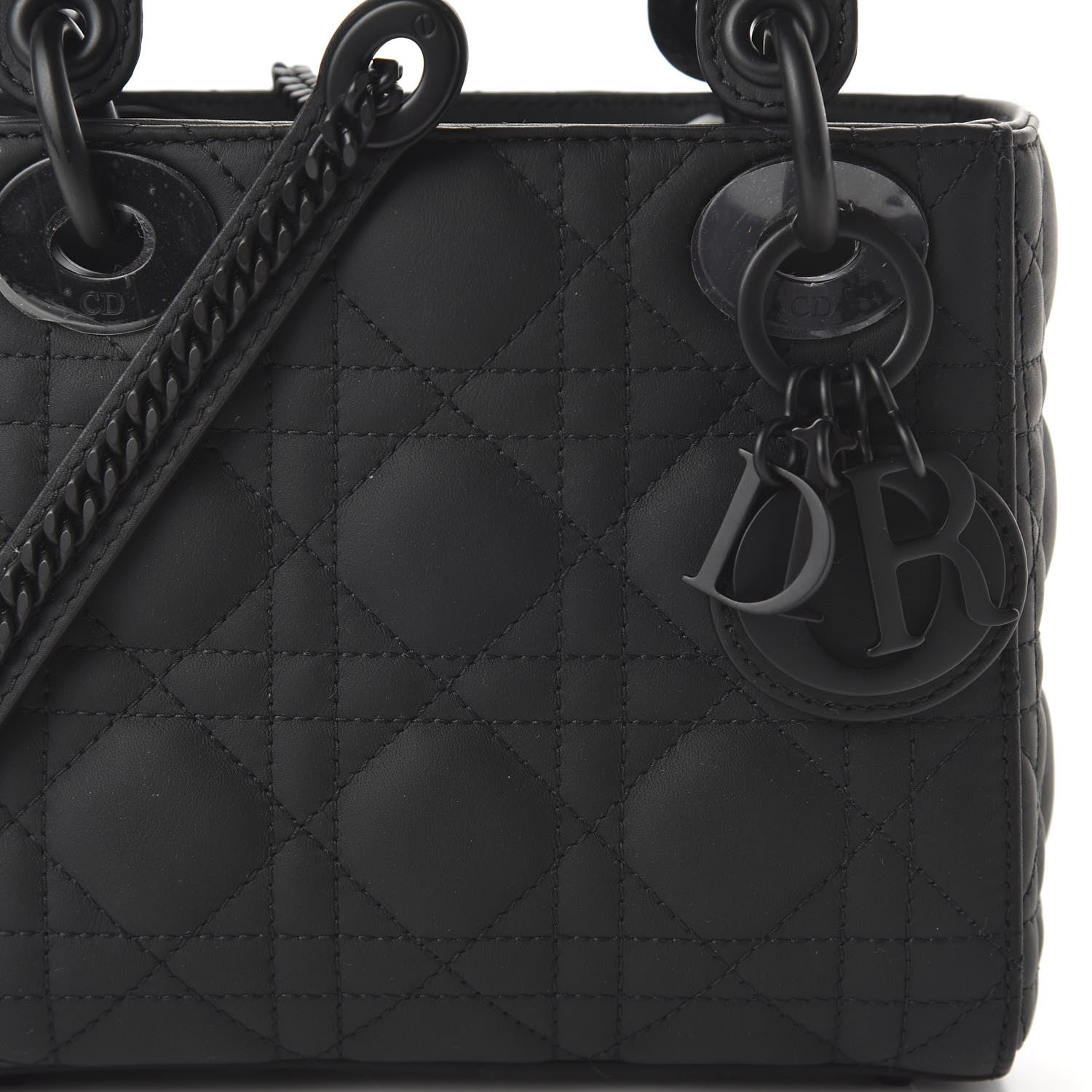 Christian Dior Ultra Matte Calfskin Cannage Mini Lady Dior Black 10 of 11