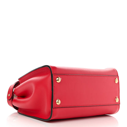 Fendi Vitello Seta Nabuk Pequin Mini Peekaboo Iconic Satchel Rosso Cardinale Tobacco Moro 4 of 11