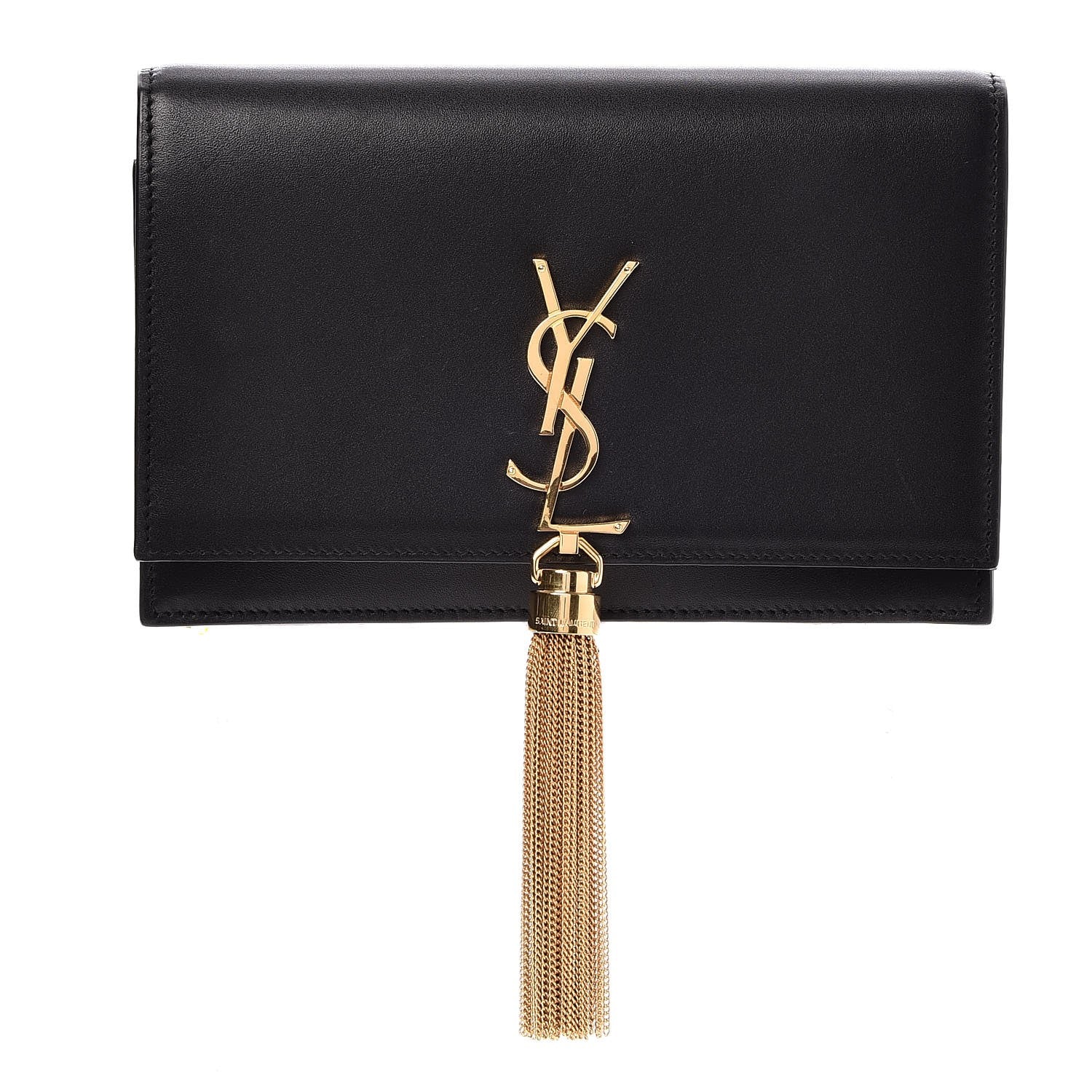 Saint Laurent Smooth Calfskin Classic Monogram Kate Tassel Chain Wallet Black 1 of 6