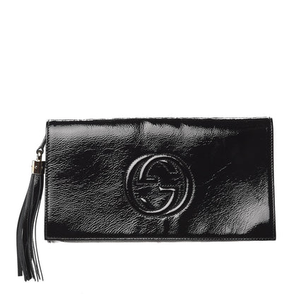 Gucci Soft Patent Medium Soho Clutch Black 1 of 10