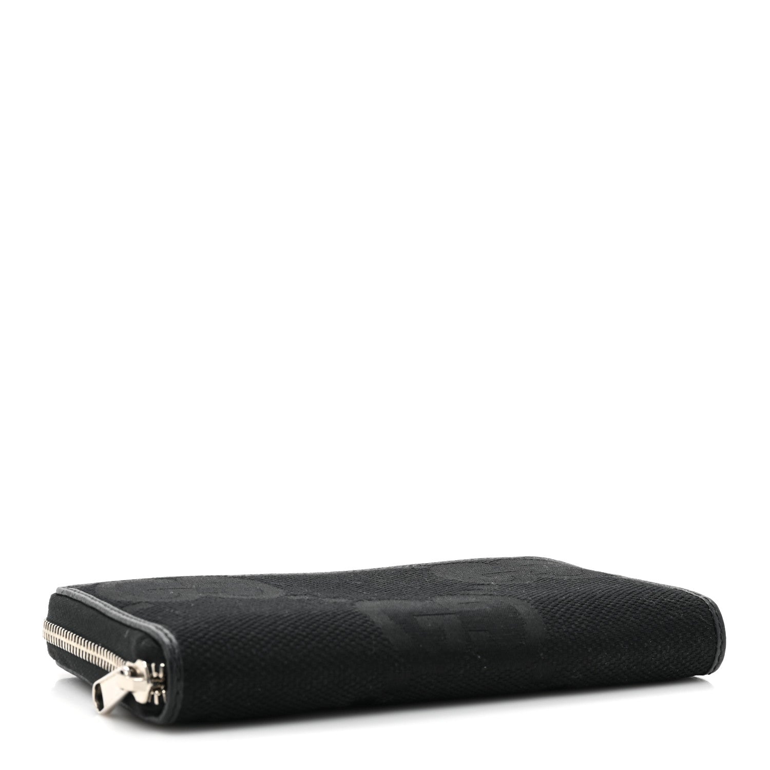 Gucci Canvas Monogram Jumbo GG Textured Dollar Calfskin Continental Wallet Black 4 of 13