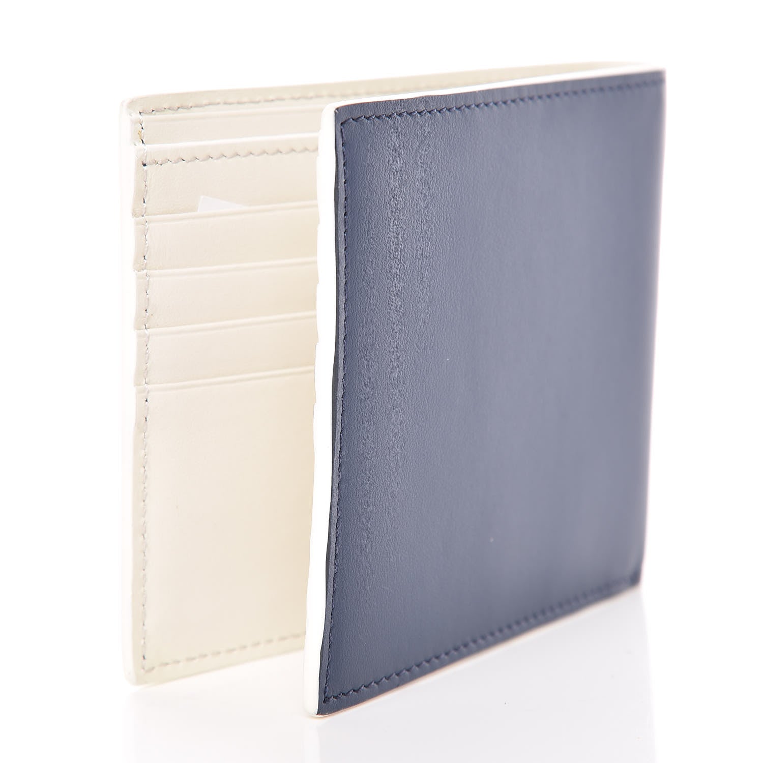 Fendi Vitello Century Mini Bug Eyes Bi-Color Bi-Fold Wallet Blue White Ice 3 of 7