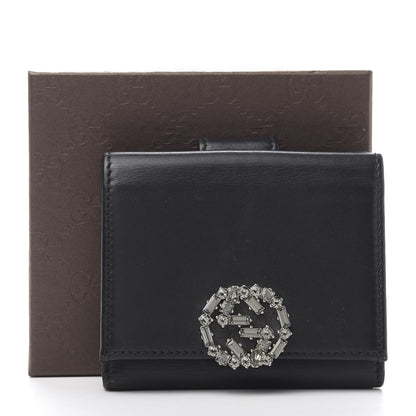 Gucci Calfskin Swarovski Crystal Mini GG Sparkling French Flap Wallet Black 12 of 12
