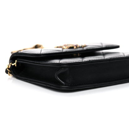 Chanel Lambskin Quilted Zirconium Clutch With Chain Black 9 of 14