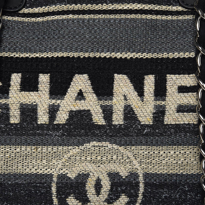 Chanel Striped Canvas Medium Deauville Tote Black 8 of 9