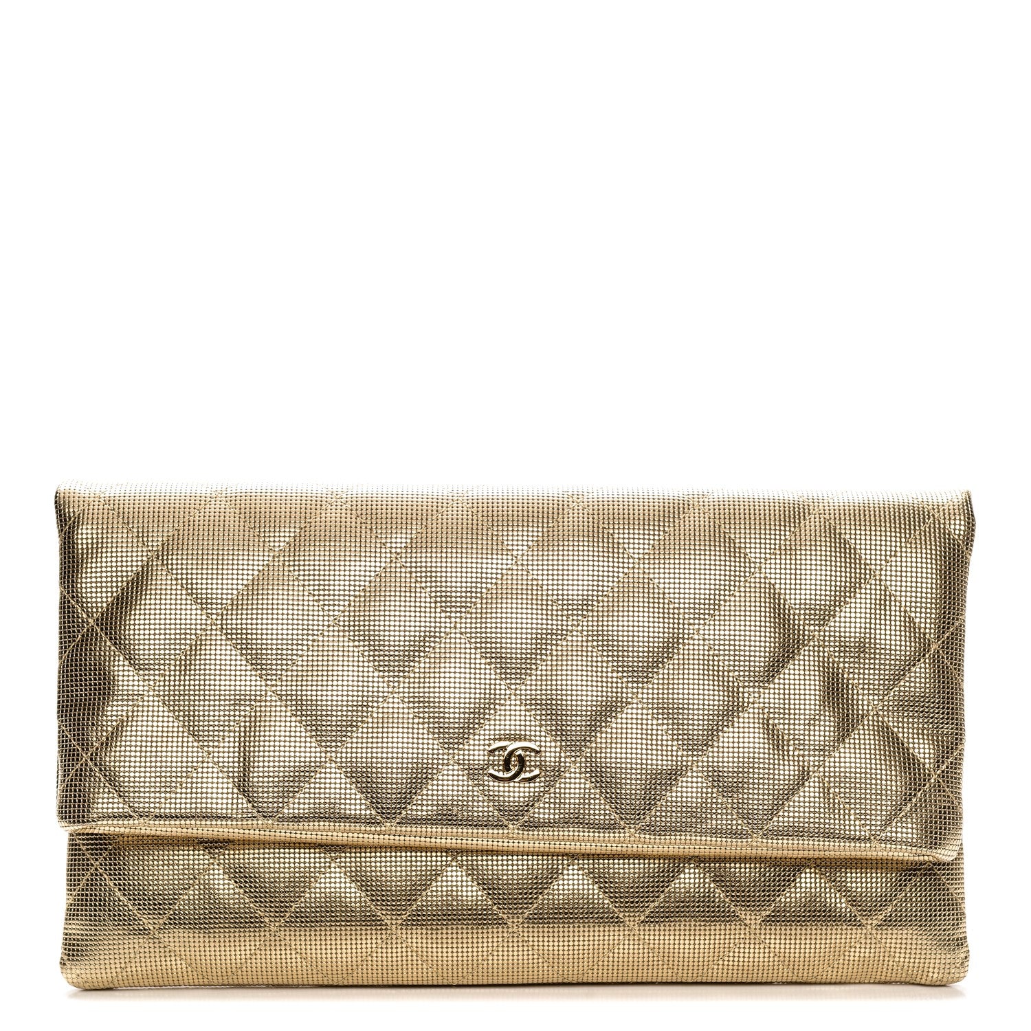 Chanel Metallic Calfskin Quilted Pixel Effect CC Beauty Clutch Dark Gold 1 of 8