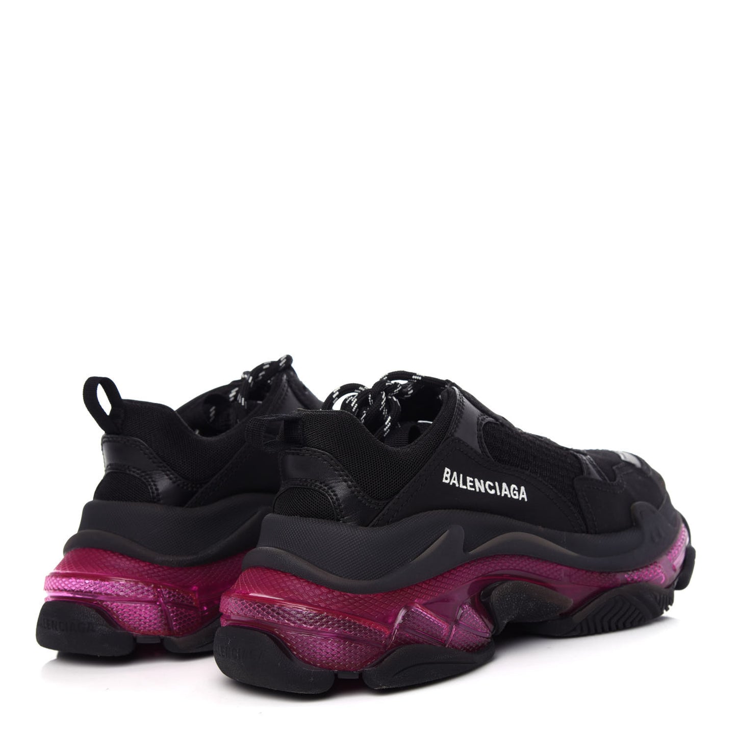 Fabric Mesh Clear Sole Fluo Womens Triple S Sneakers 37 Black Pink Neon