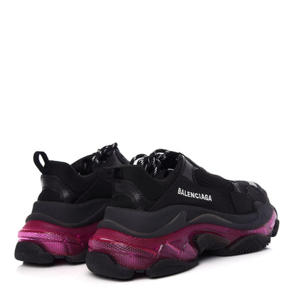 Balenciaga Fabric Mesh Clear Sole Fluo Womens Triple S Sneakers 37 Black Pink Neon 4 of 11