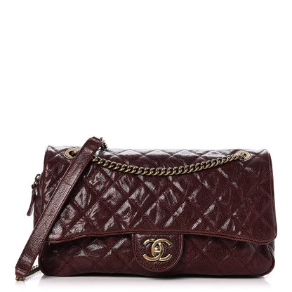 Chanel Crumpled Grained Calfskin Quilted Large Shiva Flap Bordeaux 1 of 11