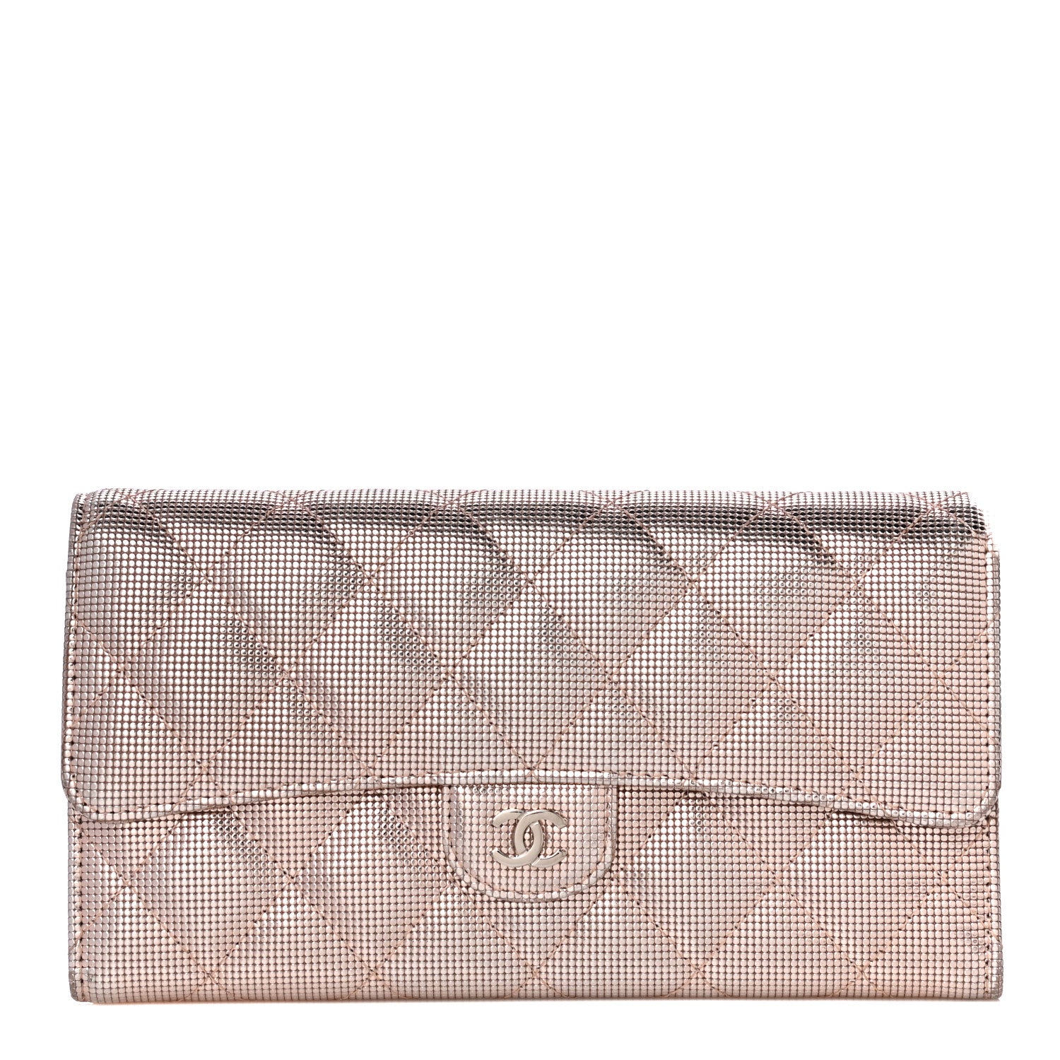 Chanel Metallic Calfskin Quilted Pixel Effect Large Flap Wallet Pink 1 of 13