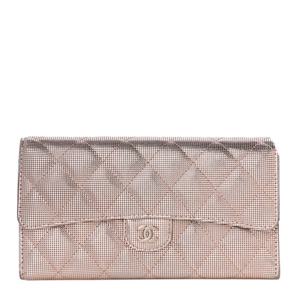 Chanel Metallic Calfskin Quilted Pixel Effect Large Flap Wallet Pink 1 of 13