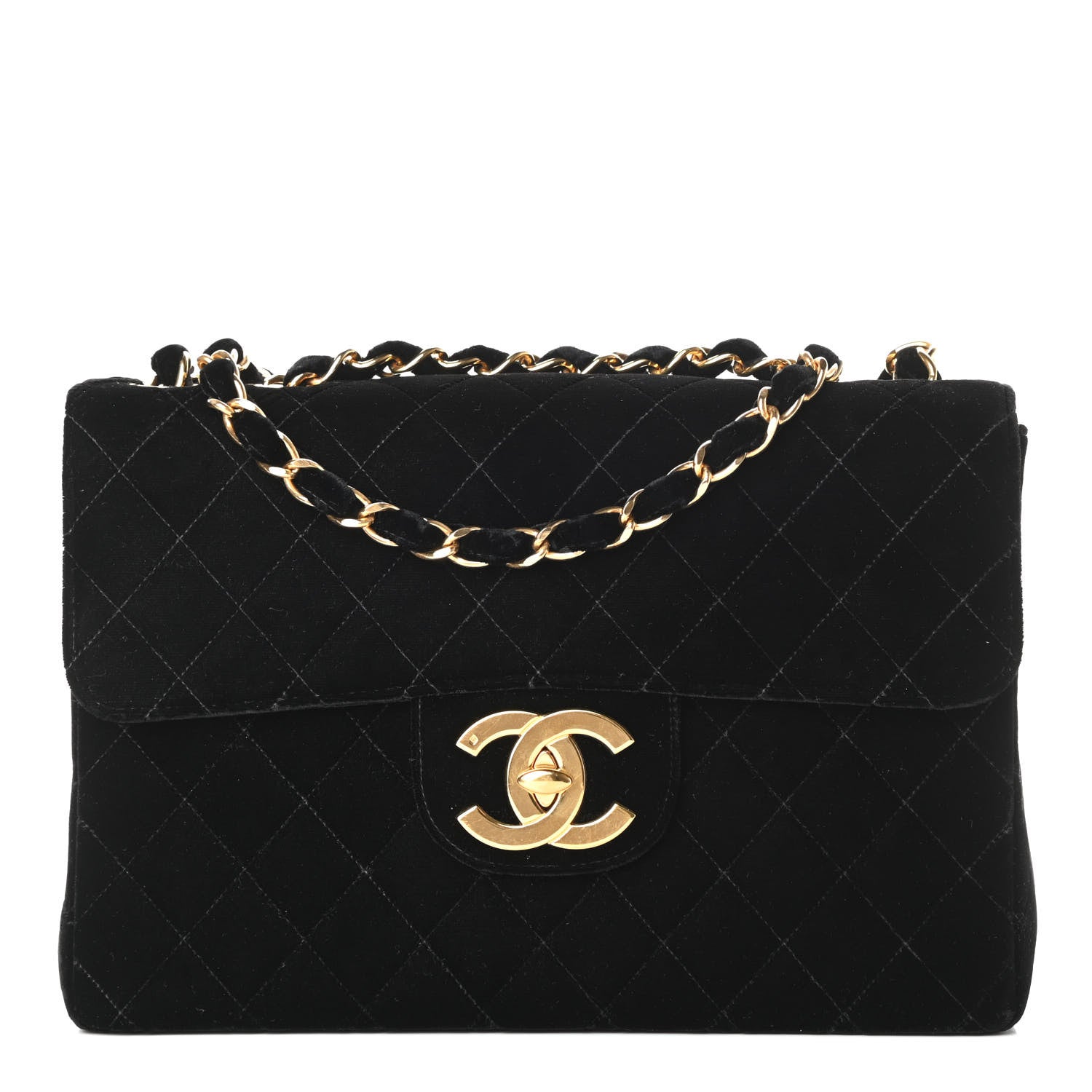 Chanel Velvet Quilted Jumbo Single Flap Black 1 of 20