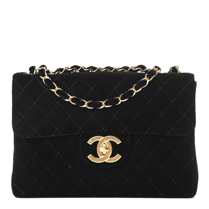 Chanel Velvet Quilted Jumbo Single Flap Black 1 of 20