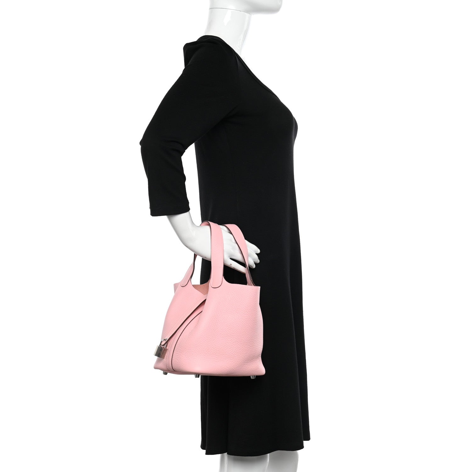 Hermes Taurillon Clemence Picotin Lock 18 PM Rose Sakura 2 of 12