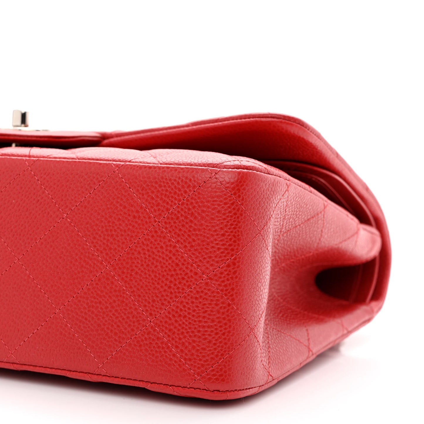 Caviar Quilted Jumbo Double Flap Red