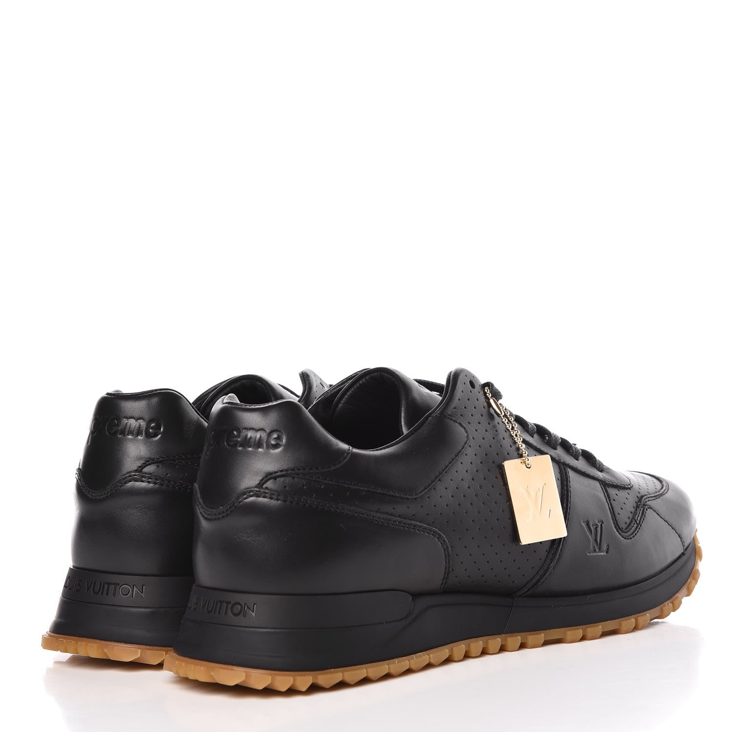 Louis Vuitton X SUPREME Calfskin Run Away Sneakers 7.5 Black 4 of 10