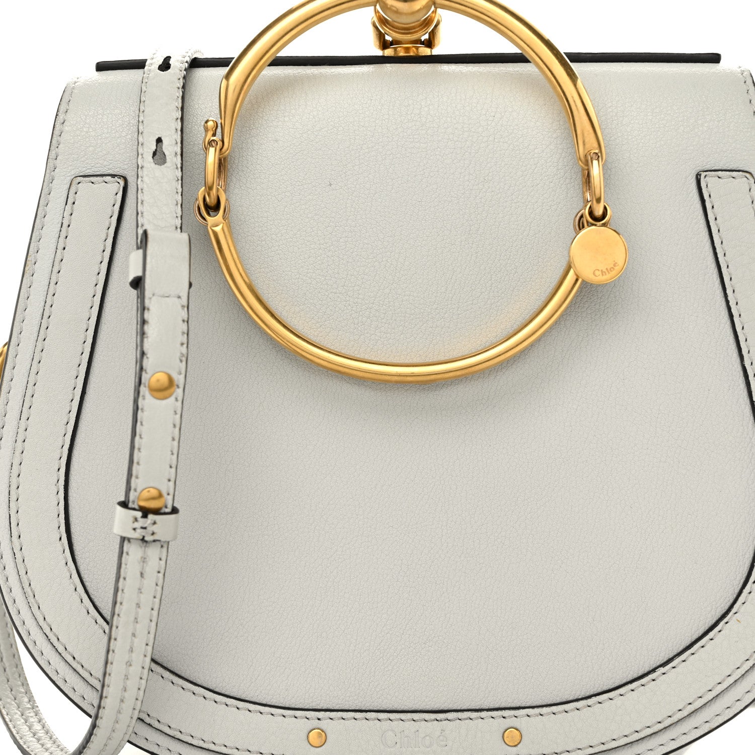 Chloe Calfskin Suede Medium Nile Bracelet Bag Airy Grey 8 of 10
