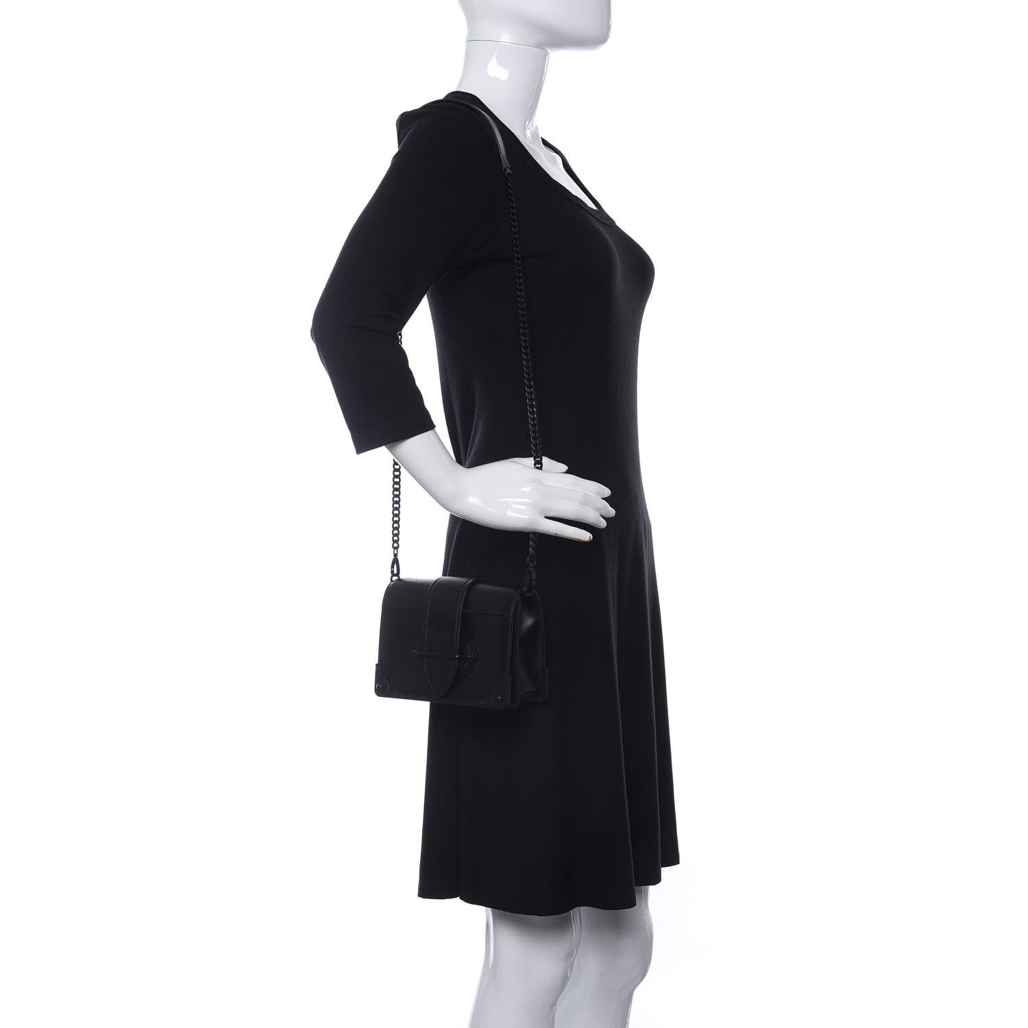 Prada City Calfskin Saffiano Cahier Bag Black 2 of 9