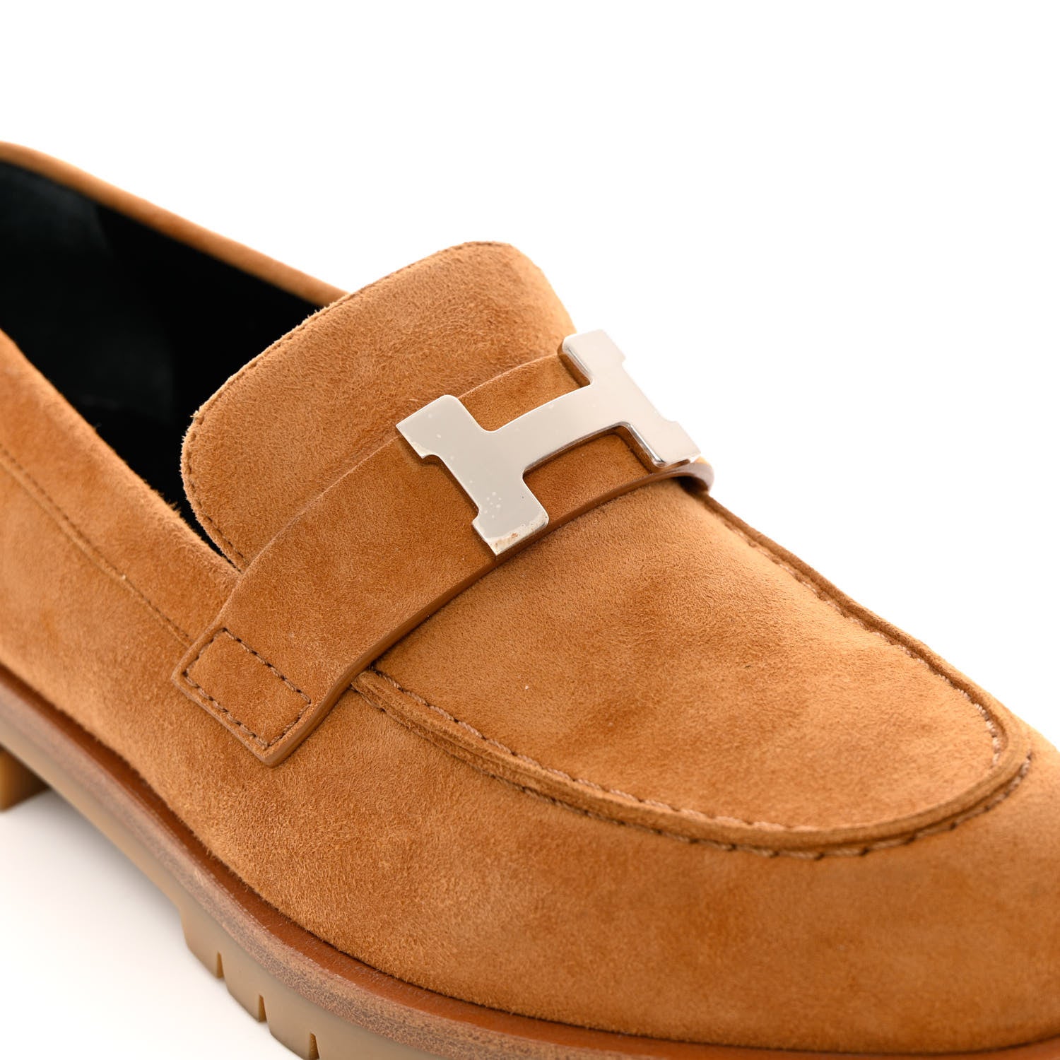 Hermes Suede Goatskin Faubourg Loafers 37.5 Naturel 11 of 13