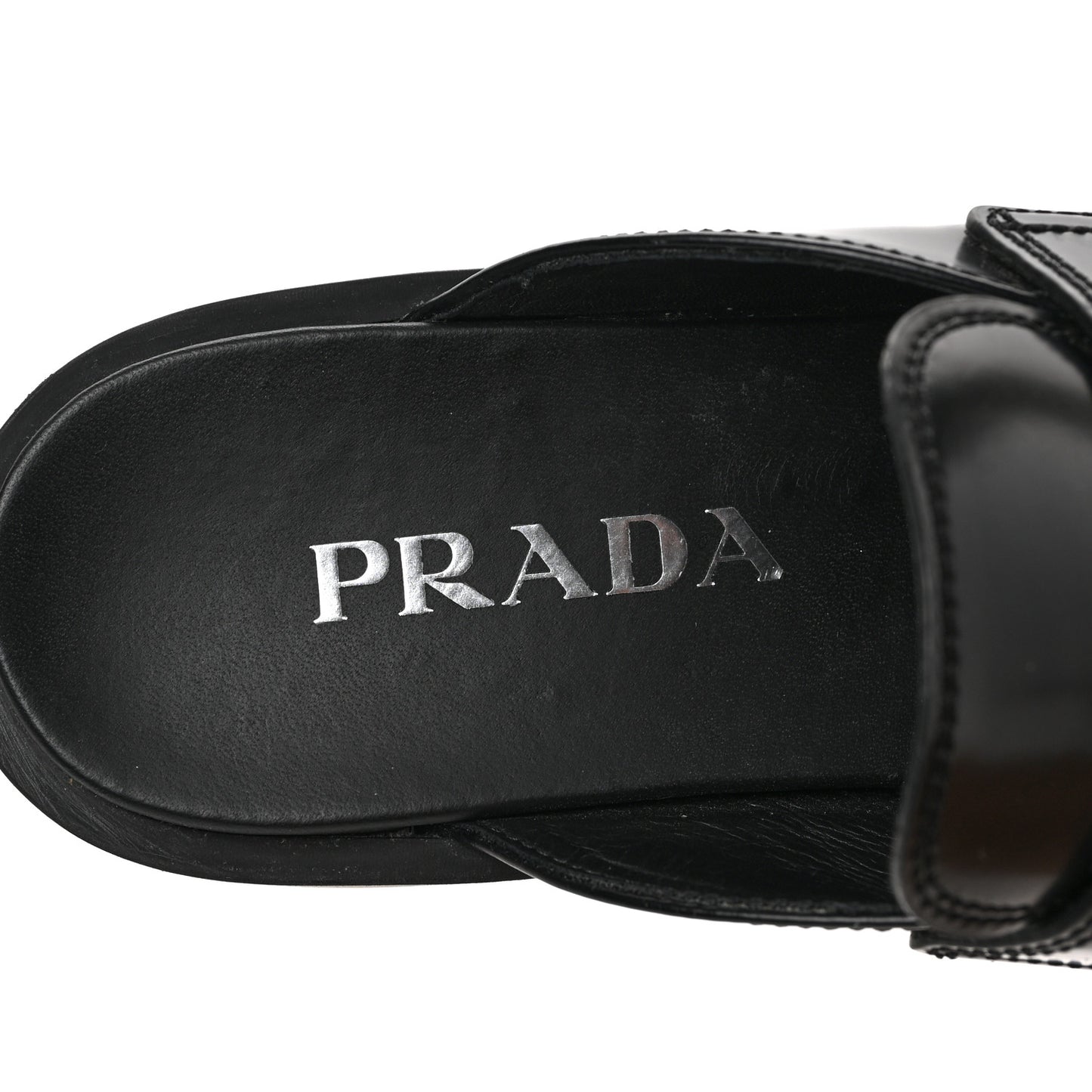 Spazzolato Metal Triangle Logo 40mm Loafer Mules 36 Black
