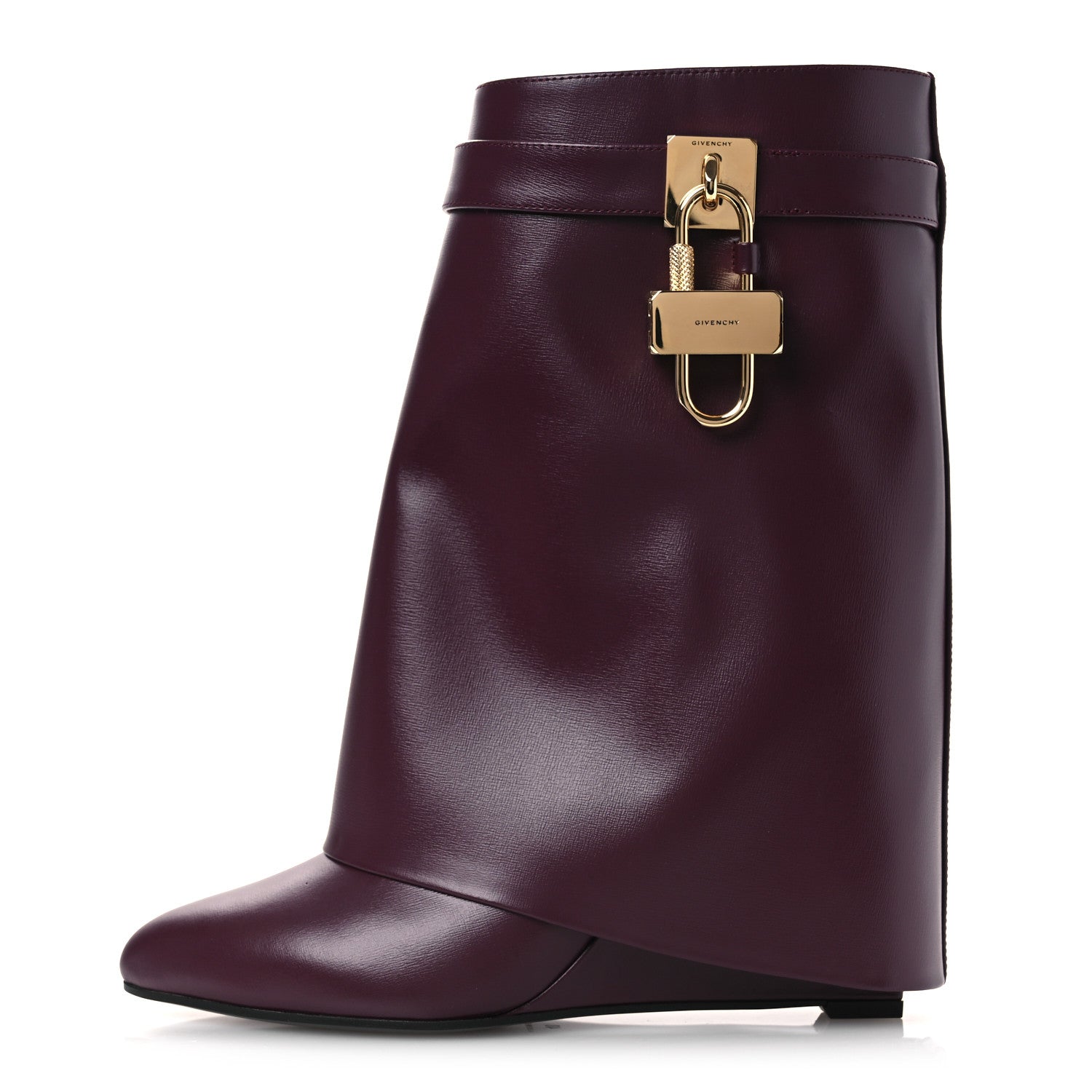 Givenchy Calfskin Shark Lock Ankle Boots 40 Oxblood Red 1 of 12