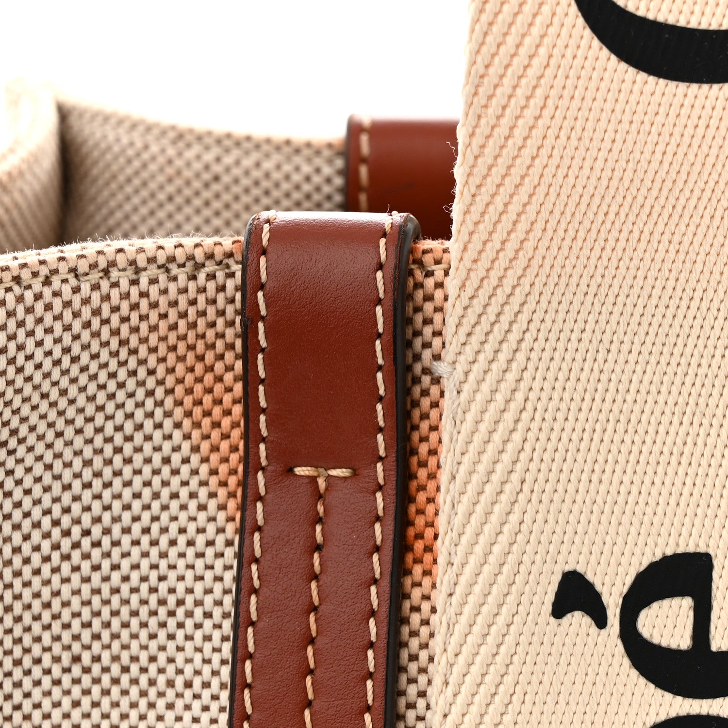 Chloe Cotton Calfskin Medium Woody Ribbon Tote White Brown 13 of 17