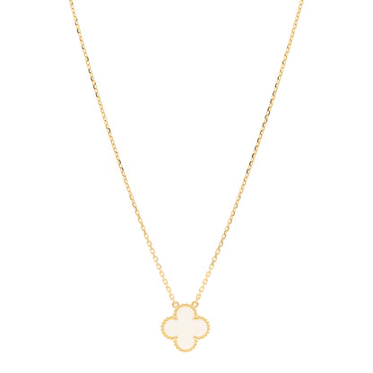 Van Cleef & Arpels 18K Yellow Gold Mother of Pearl Vintage Alhambra Pendant Necklace 1 of 6