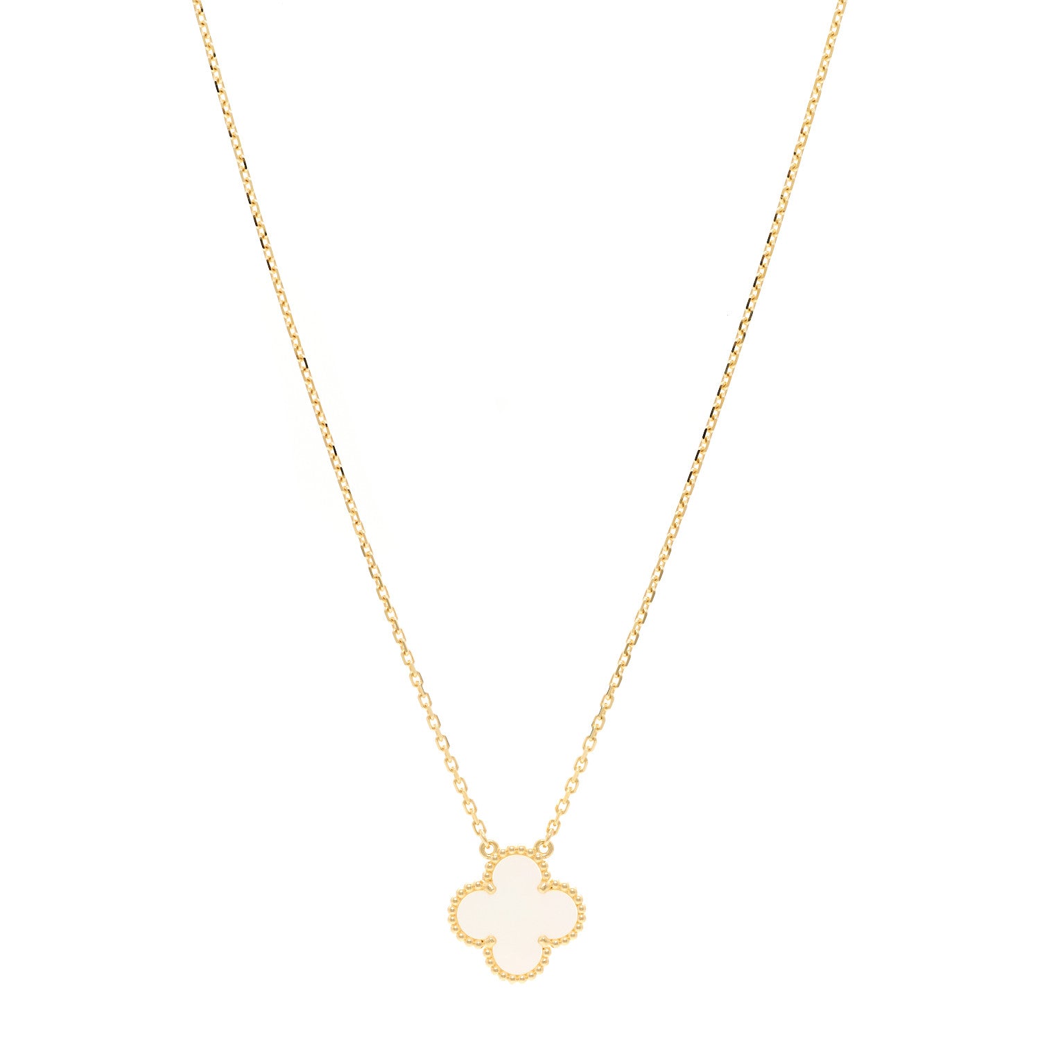 Van Cleef & Arpels 18K Yellow Gold Mother of Pearl Vintage Alhambra Pendant Necklace 1 of 6