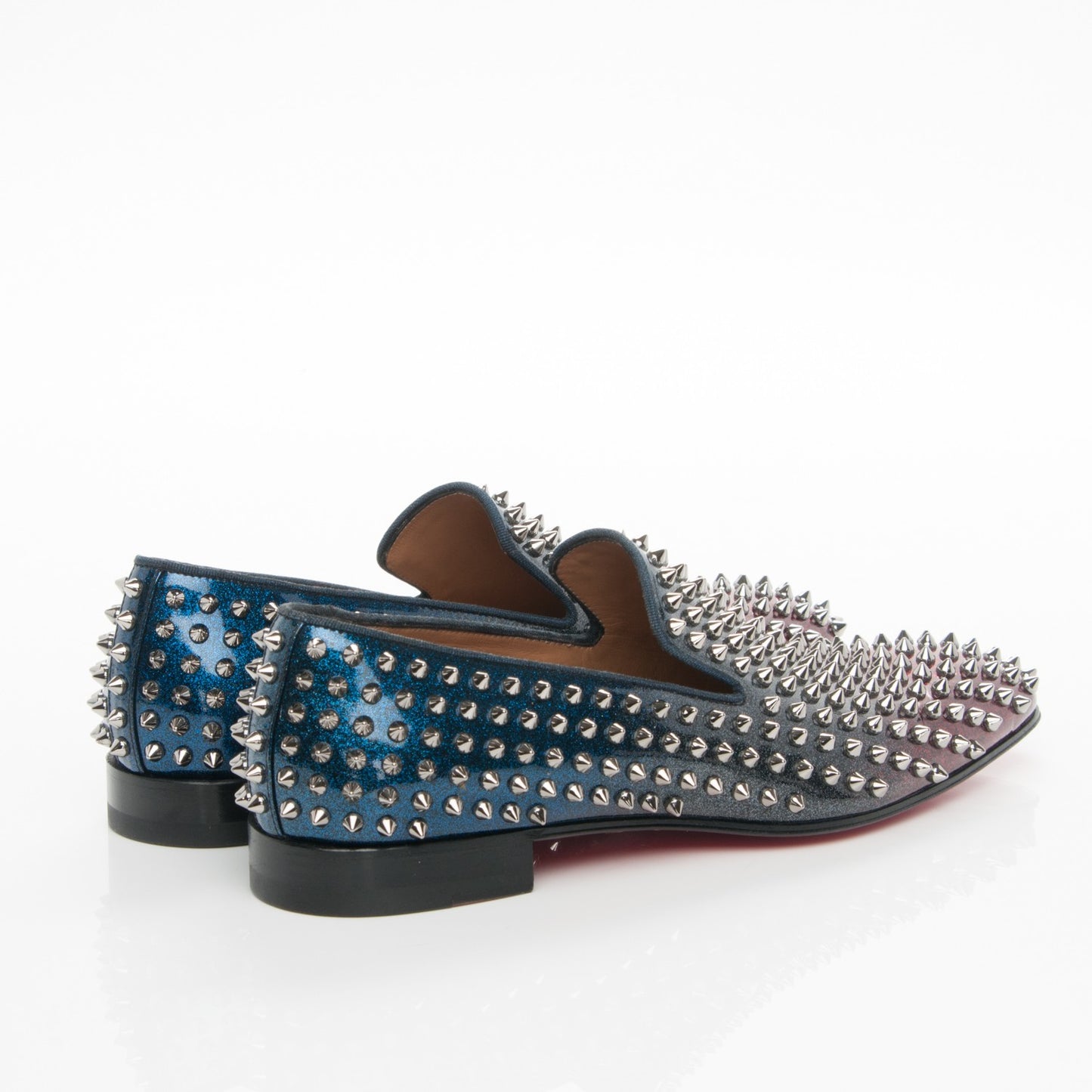 Mens Patent Dandelion Spikes Flat Loafers 43 Gunmetal Multi